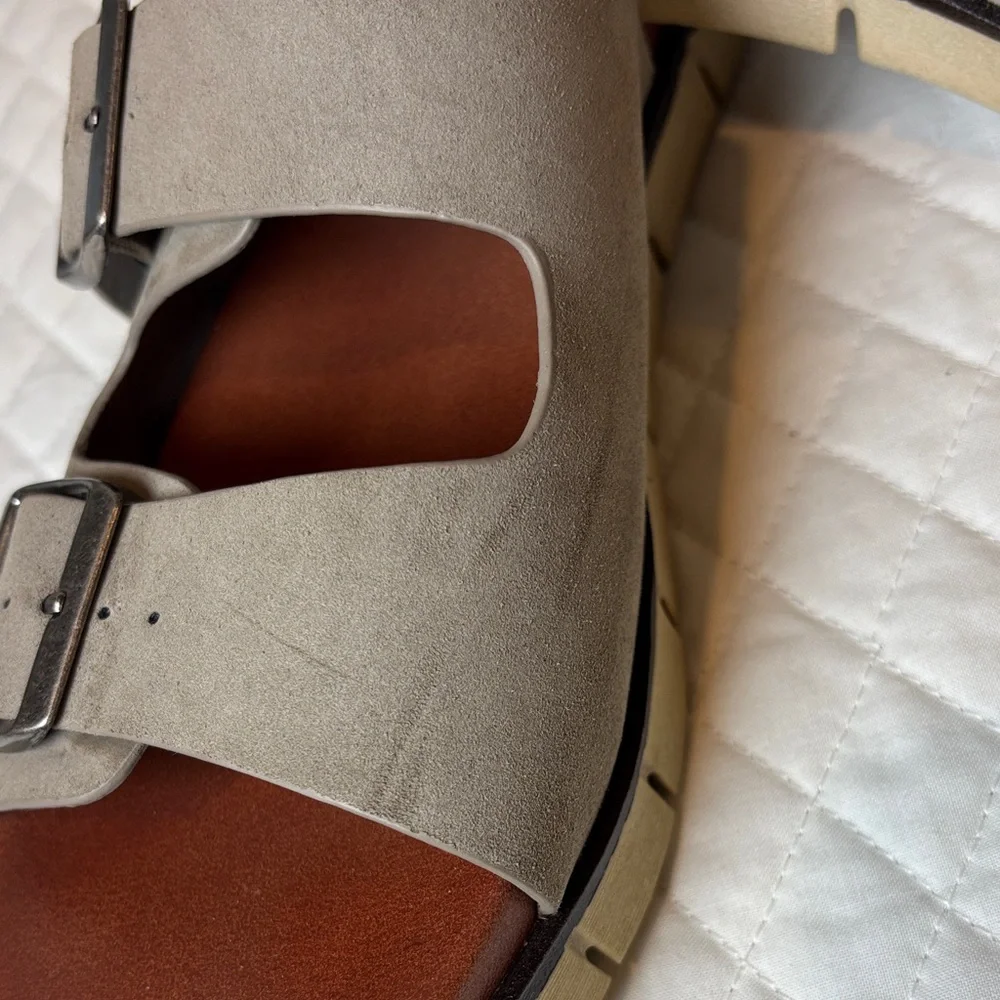 MIA Gray Vegan Double Buckle Sandals size 7